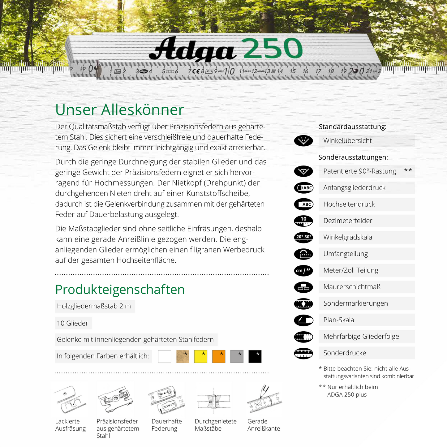 Markenzollstock Adga 250 plus, Der Handwerkerzollstock Made in Germany